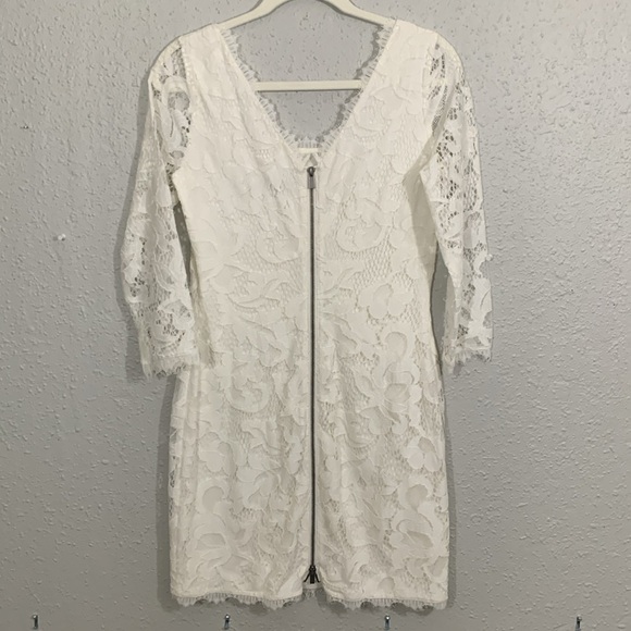'Diane Von Furstenberg Zarita' Lace White Sheath 3/4 Sleeve Dress size 4 - Picture 6 of 15